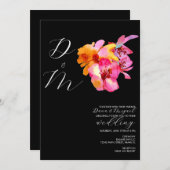 Bright Florals Watercolor Monogram Wedding Einladung (Vorne/Hinten)