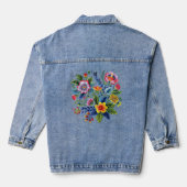 Bright Florals Wildflowers Faux Yarn Embroidery  Jeansjacke (Rückseite)