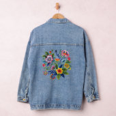 Bright Florals Wildflowers Faux Yarn Embroidery  Jeansjacke (Hangar)