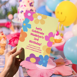 Bright Flower Power Geburtstag Einladung
