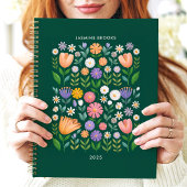 Bright Folk Art Floral Individuelle Name Planer