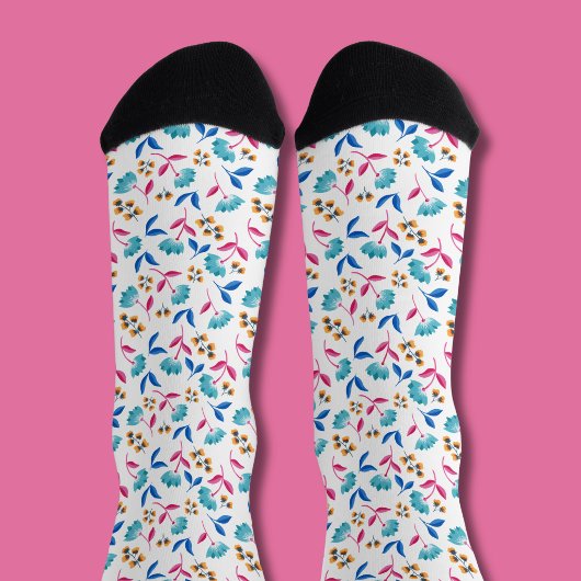 Bright Folk Art Floral Socken