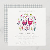 Bright Folk Farm Floral Bird Brautparty Einladung (Vorne/Hinten)