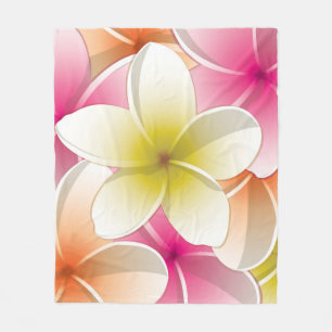 Bright Frangipani/ Plumeria flowers Fleecedecke