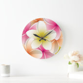 Bright Frangipani/ Plumeria flowers Große Wanduhr (Zuhause)
