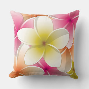 Bright Frangipani/ Plumeria flowers Kissen