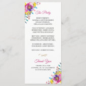 Bright Fuchsia Gold Blossom Floral Wedding Program Programm (Rückseite)