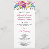 Bright Fuchsia Gold Blossom Floral Wedding Program Programm (Vorderseite)
