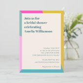 Bright Fun Colorful Geometric Einziges Brautparty Einladung (Stehend Vorderseite)