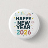 Bright & Fun Happy New Year 2026 Design for Shirts Button (Vorderseite)