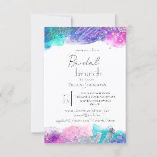 Bright Fun Mermaid Ink Glitzer Bridal Brunch Einladung