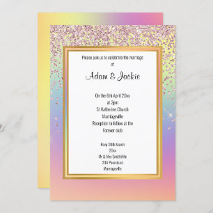 BRIGHT FUN RAINBOW SPARKLE WEDING EINLADUNG