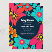 Bright Funky Blume-Retro-Dopamin-Stil Einladung (Vorne/Hinten)