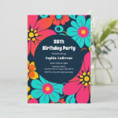 Bright Funky Blume-Retro-Dopamin-Stil Einladung (Stehend Vorderseite)