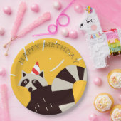 Bright Funky Happy Birthday Raccoon Paper Plate Pappteller (Party)