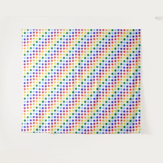 Bright Funky Rainbow Polka Dot Stripes Wandteppich (Vorderseite (Horizontal))