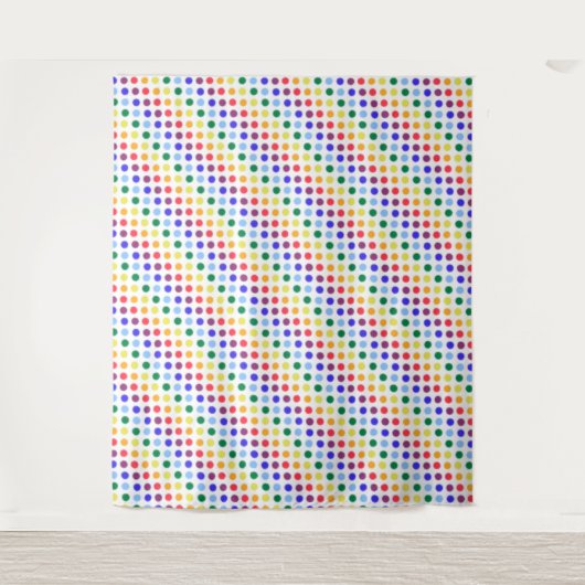 Bright Funky Rainbow Polka Dot Stripes Wandteppich (Vorderseite)