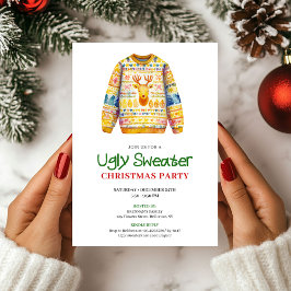 Bright Funny Ugly Sweater Xmas Party Invite Einladung