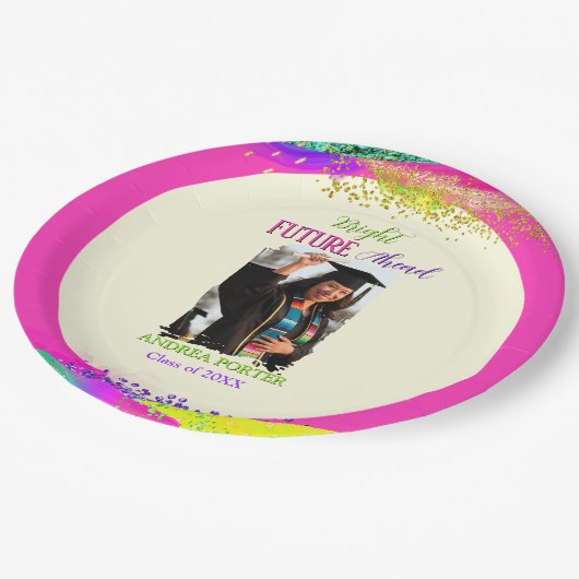 Bright Future Ahead Graduation Party Pappteller (Schrägansicht)