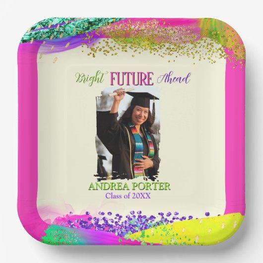 Bright Future Ahead Graduation Party Pappteller (Vorderseite)