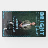 Bright Future Blue Neon Grad Foto Abschluss Banner (Horizontal)