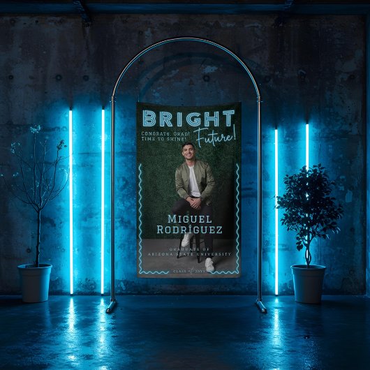Bright Future Blue Neon Grad Foto Abschluss Banner
