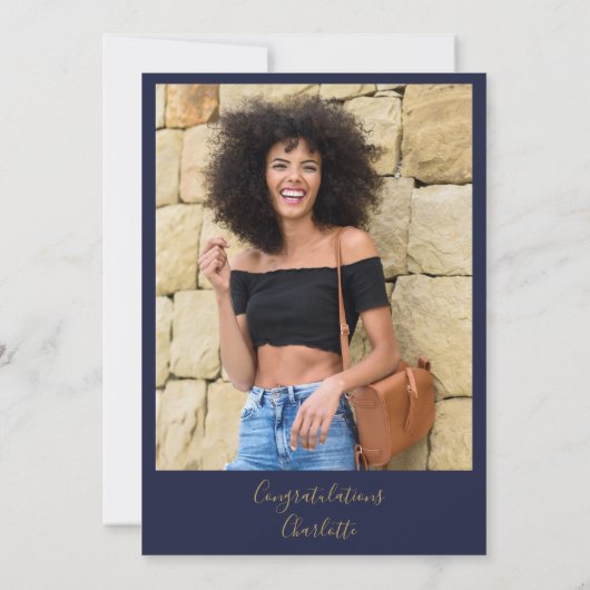 Bright Future Gold Script Foto Graduation Party Einladung (Rückseite)