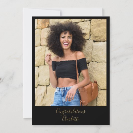 Bright Future Gold Script Foto Graduation Party Einladung (Rückseite)