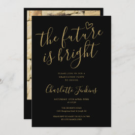 Bright Future Gold Script Foto Graduation Party Einladung