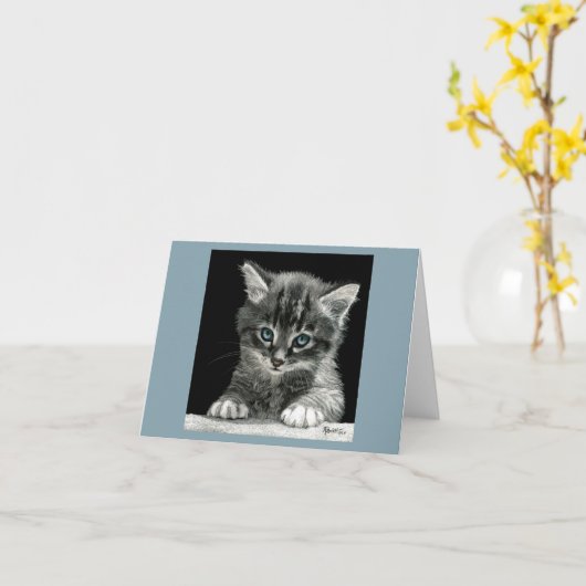 "Bright Future" Kitten Card - Blue Background Karte (Gelbe Blume)