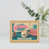 Bright Future Retro Atomic Diner Star Latte Postkarte (Stehend Vorderseite)