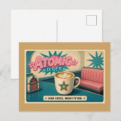 Bright Future Retro Atomic Diner Star Latte Postkarte (Vorne/Hinten)
