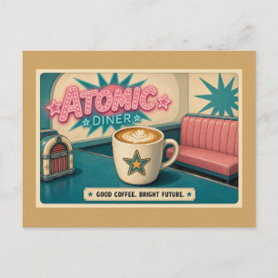 Bright Future Retro Atomic Diner Star Latte Postkarte