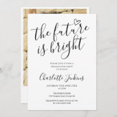 Bright Future Script Heart Foto Graduation Party Einladung (Vorne/Hinten)
