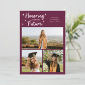 Bright Future Stars Multi Photo Cranberry Grad Ankündigung (Stehend Vorderseite)