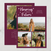 Bright Future Stars Multi Photo Cranberry Grad Ankündigung (Vorne/Hinten)