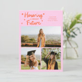Bright Future Stars Multi Photo Orange Pink Grad Ankündigung (Stehend Vorderseite)