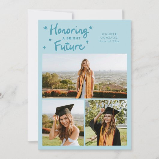 Bright Future Stars Multi Photo Turquoise Grad Ankündigung (Vorderseite)