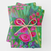 Bright Garden Wrapping Paper Flat Sheet Set 3 Geschenkpapier Set (Beispiel)