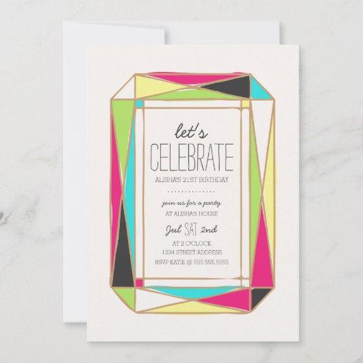 Bright Gem Birthday Party Einladung (Vorderseite)