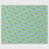 Bright Geometric Kaleidoscope Pattern Blue Green Geschenkpapier (Flach)