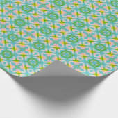 Bright Geometric Kaleidoscope Pattern Blue Green Geschenkpapier (Ecke)