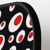 Bright Geometric Patterns Red White Circles Black Pickleball Schläger (Linke Seite)
