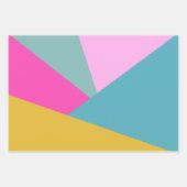 Bright Geometric Sunburst Formen Hot Pink Yellow  Geschenkpapier Set (Vorderseite)