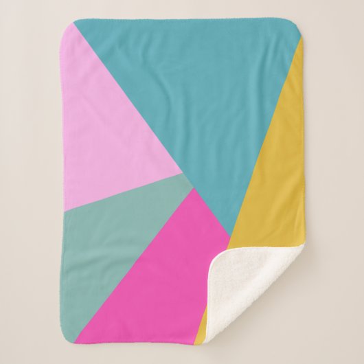 Bright Geometric Sunburst Formen Hot Pink Yellow Sherpadecke (Vorderseite)