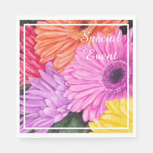 Bright Gerbera Blume Party Serviette (Vorderseite)