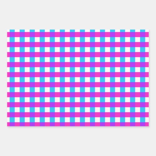 Bright Gingham Pattern Wrapping Paper Set Geschenkpapier Set (Vorderseite 3)