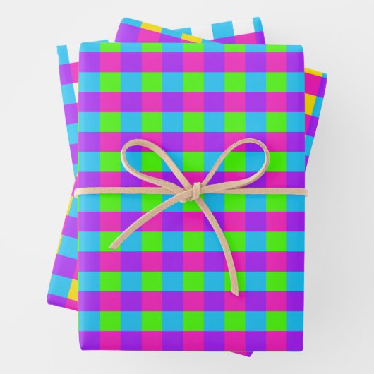 Bright Gingham Pattern Wrapping Paper Set Geschenkpapier Set (Beispiel)