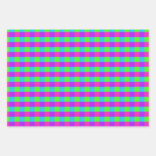 Bright Gingham Pattern Wrapping Paper Set Geschenkpapier Set (Vorderseite)