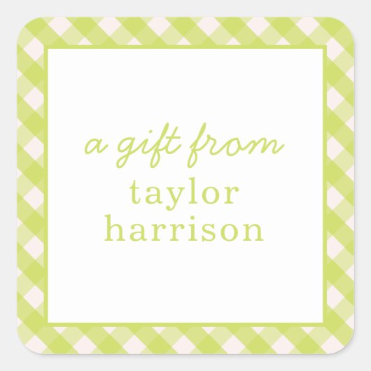 Bright Gingham Personalisiert Gift Stickers (Vorderseite)